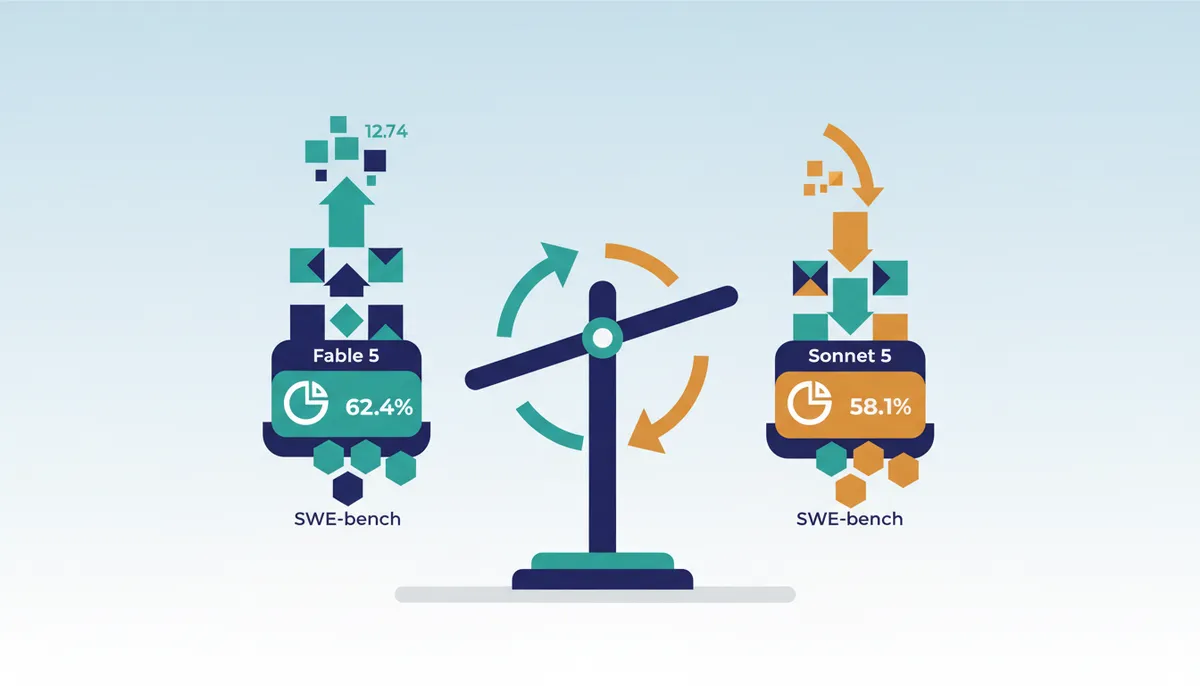 Conceptual illustration for Fable 5 and GLM-5.2 Performance Metrics in Coding Benchmarks